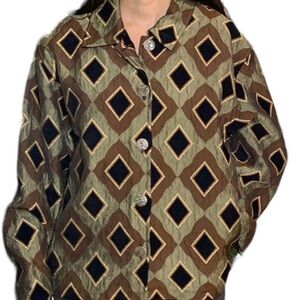 Karen Hart crop jacket. Rich patter and colors size L with pockets